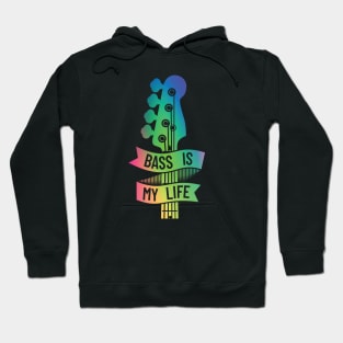 Bass is My Life Bass Guitar Headstock Colorful Theme Hoodie